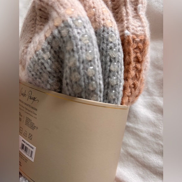 Charlie Paige Cozy Casual Socks Pink and Cream - Picture 3 of 3